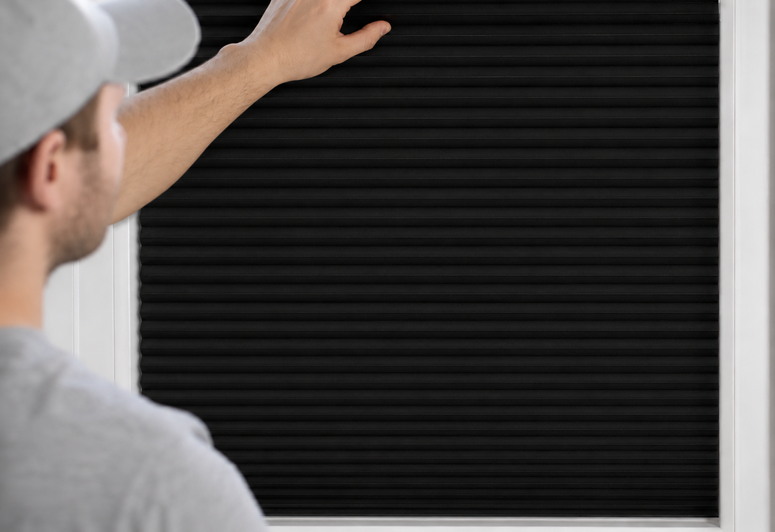 Temporary window shades installed in a home