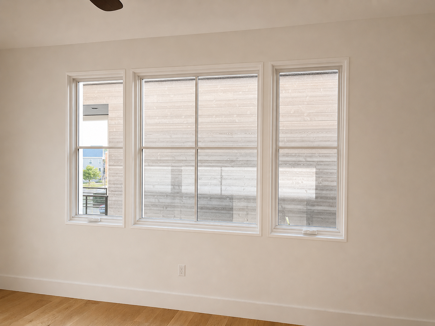 Room windows before temporary shades
